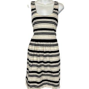 J Crew Women's sz Medium Ivory Black Thick Knit Striped Sleeveless Dress 50449